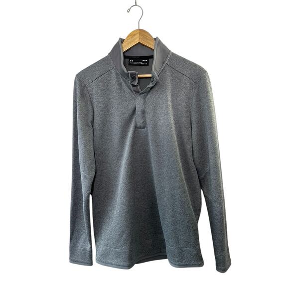 Under Armour GOLF ColdGear Loose Fit Gray 1/4 Snap Long Sleeve Pullover Shirt M - Picture 1 of 5